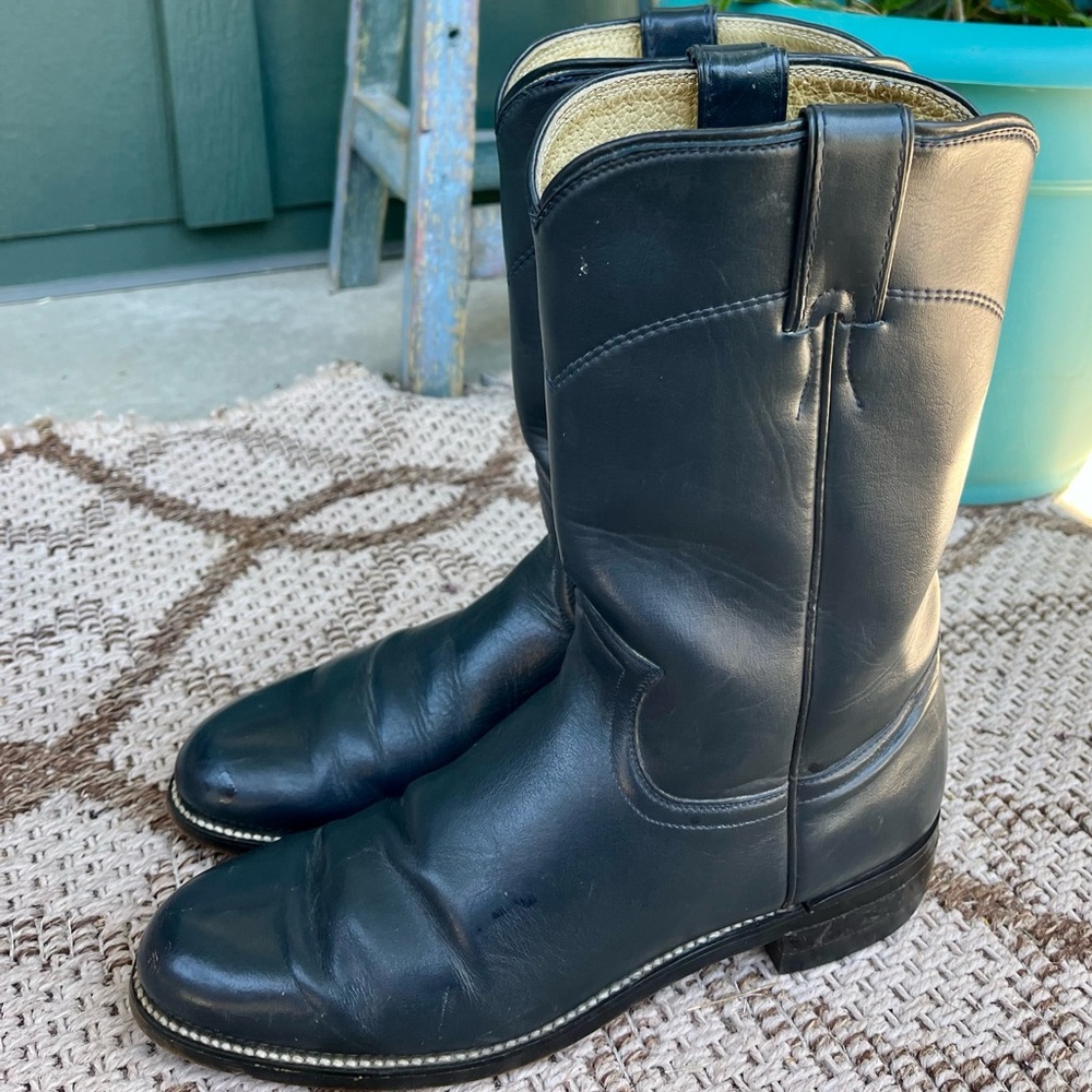 Vintage Classic Ropers Justin  Diamond J leather western cowboy boots 6 B